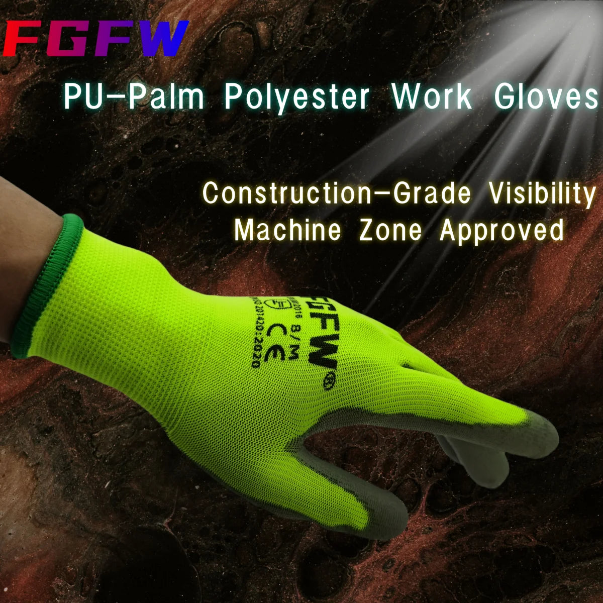 PU Coated Work Gloves Lightweight Anti-Slip Safety Gloves 10 Pairs