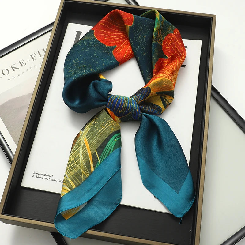 Women's Square Scarf 70x70cm Satin Print Wrap