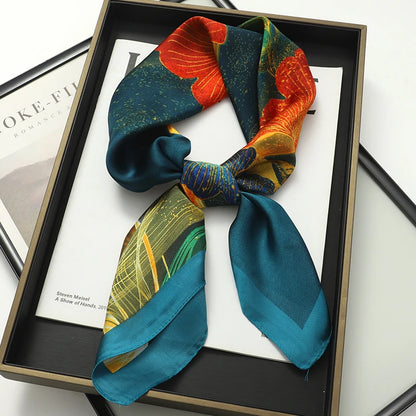 Women's Square Scarf 70x70cm Satin Print Wrap