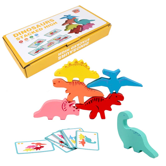 Wooden Balance Blocks Dinosaur Stacking Game for Kids