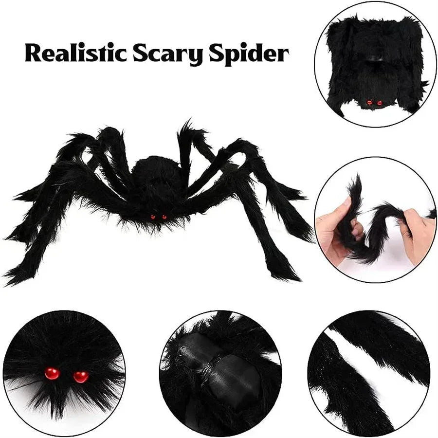 Halloween Spider Decoration, Giant Plush Spider Web Prop