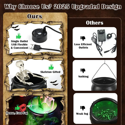 Halloween Witch Cauldron with LED Lights and Fog Effect