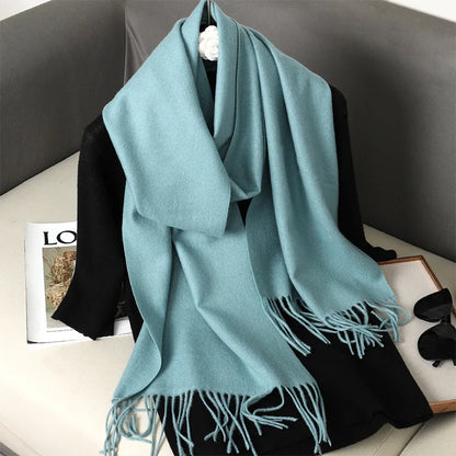 Women's Winter Scarf Warm Long Pashmina Shawl with Tassels