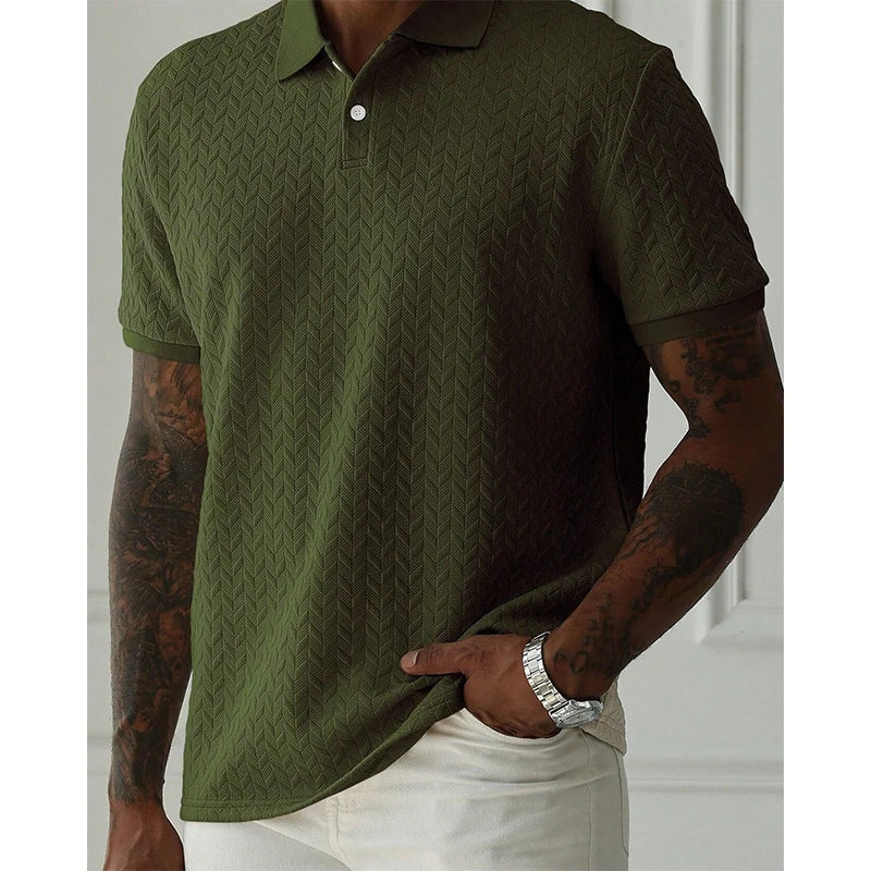 Men's Polo Shirt Short Sleeve Breathable Solid Color Casual Top