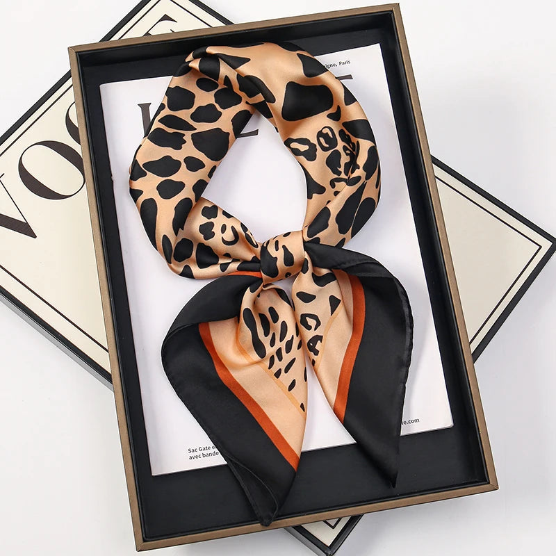 Women’s Square Scarf 70x70cm – Silk Feel Printed Hair Wrap