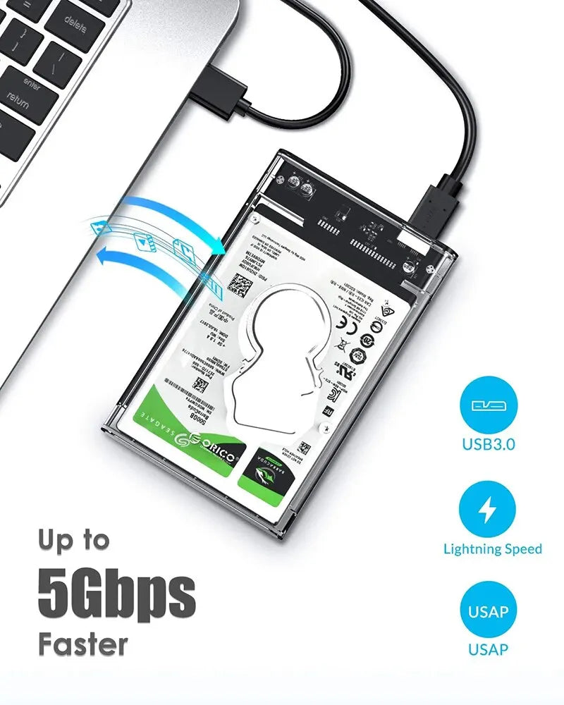 2.5 Inch HDD Enclosure USB 3.0 SATA SSD Hard Drive Case
