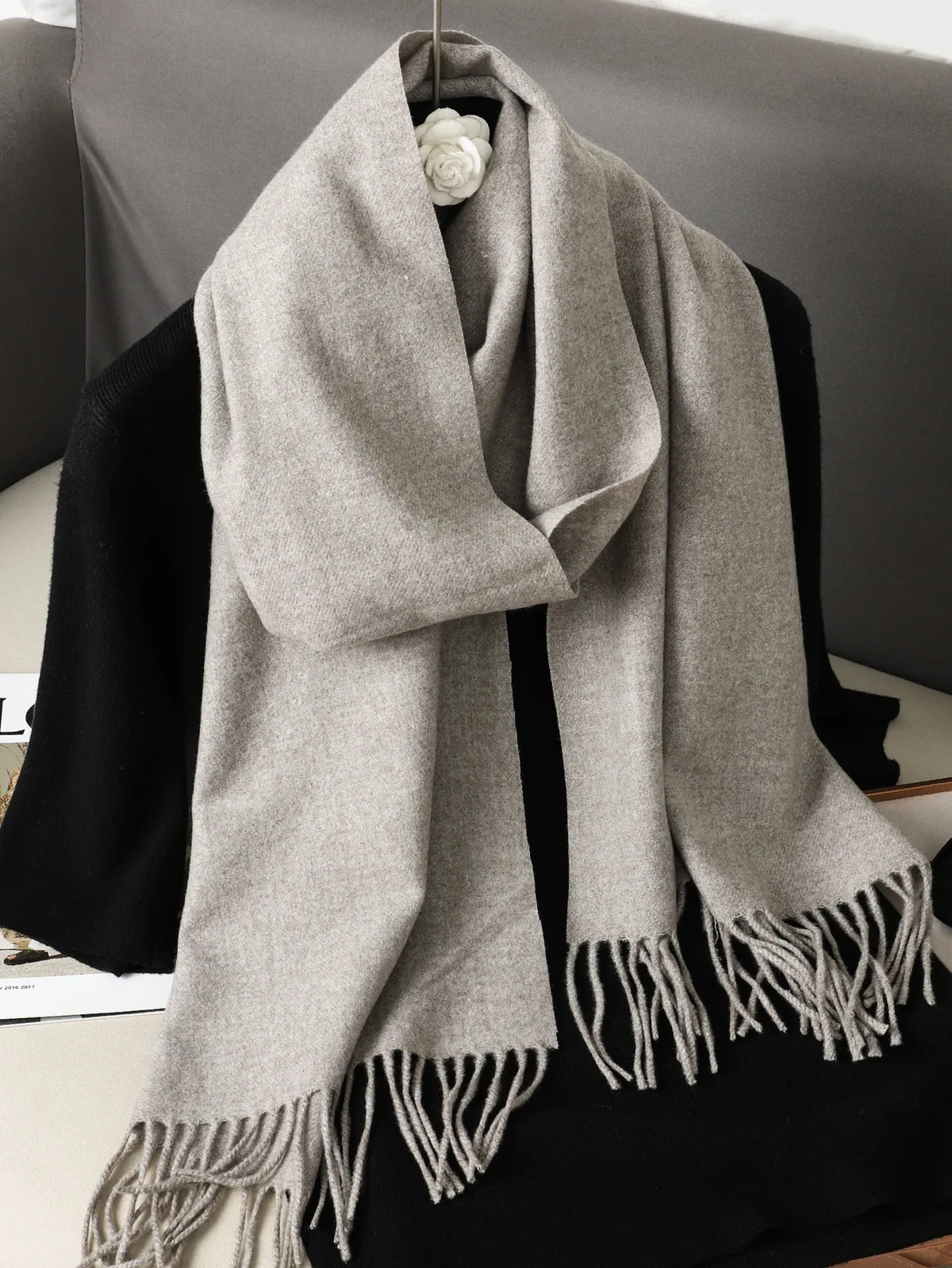 Women's Winter Scarf Warm Long Pashmina Shawl with Tassels