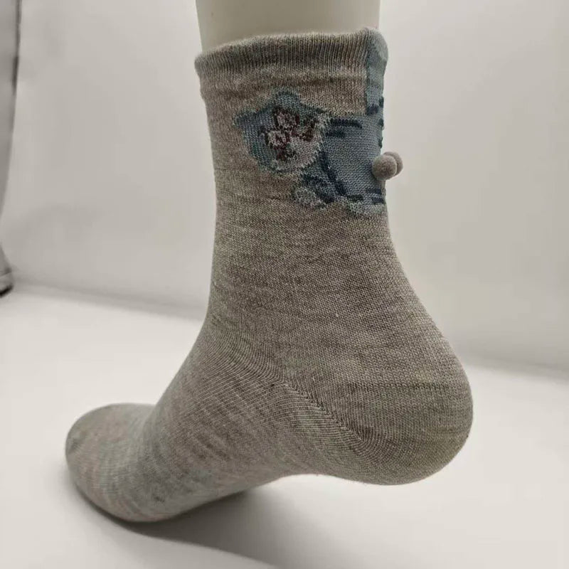 3. Optimized Title  Unisex Crew Socks Cotton Cat Print Mid Tube Casual Socks