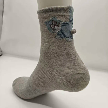 3. Optimized Title  Unisex Crew Socks Cotton Cat Print Mid Tube Casual Socks