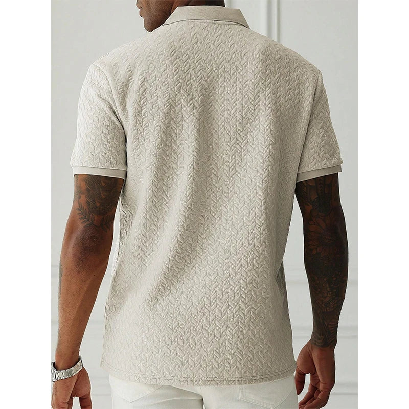 Men's Polo Shirt Short Sleeve Breathable Solid Color Casual Top