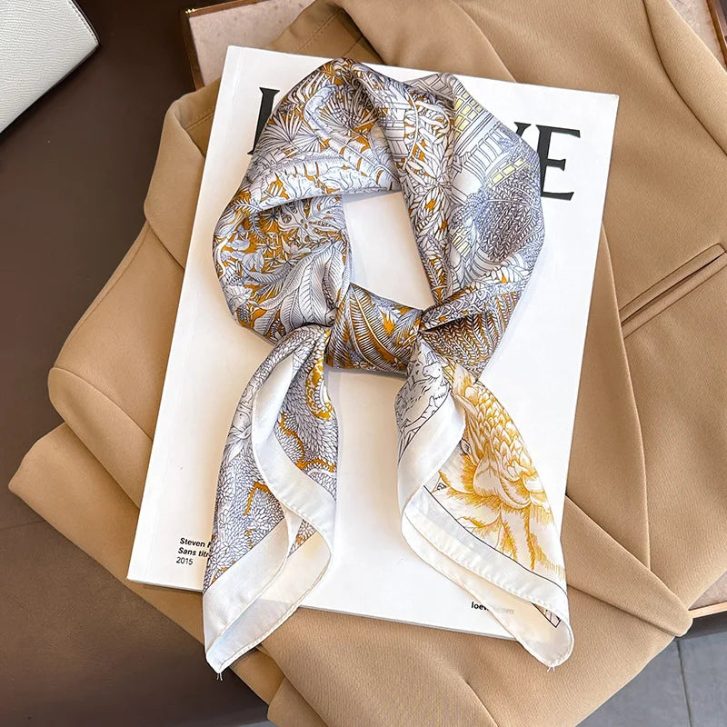 Women's Square Scarf, 70×70cm Printed Satin-Style Headscarf