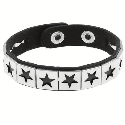 Gothic Punk Bracelet, Multi Chain Leather Bracelet for Halloween