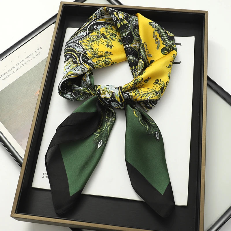 Women's Square Scarf 70x70cm Satin Print Wrap
