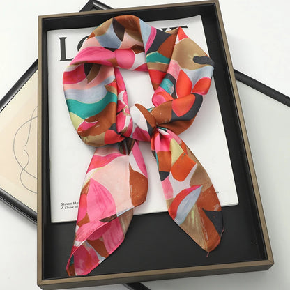 Women's Square Scarf, 70×70cm Printed Satin-Style Headscarf