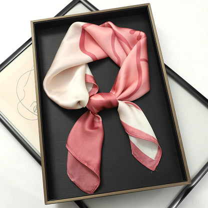 Women’s Square Scarf 70x70cm – Silk Feel Printed Hair Wrap