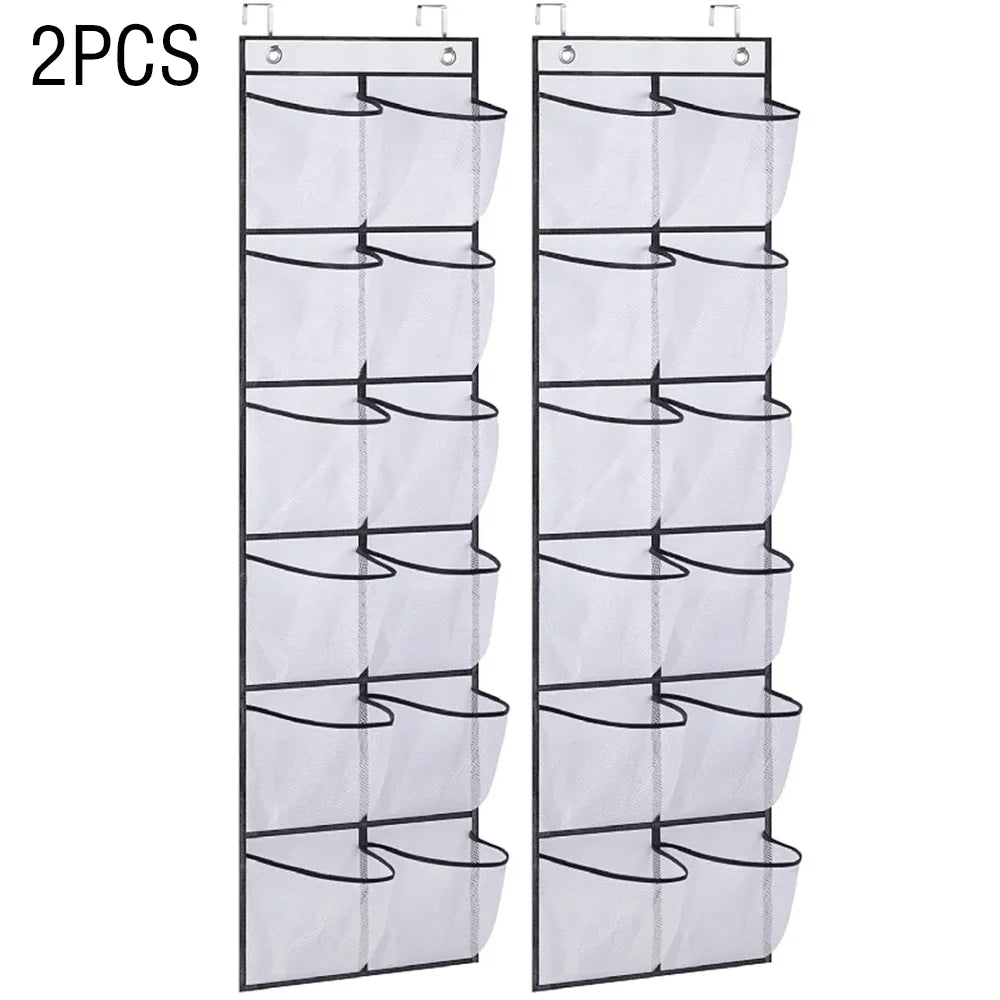 Over the Door Shoe Organizer with 12 Mesh Pockets and Hooks