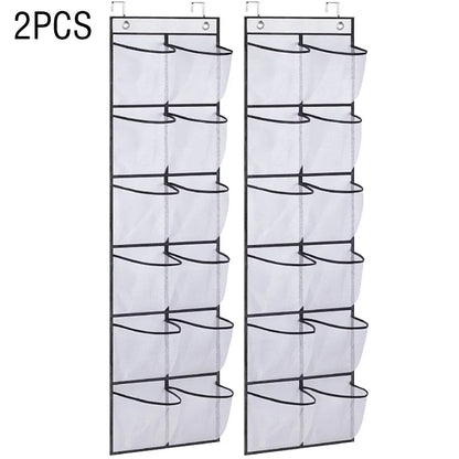 Over the Door Shoe Organizer with 12 Mesh Pockets and Hooks