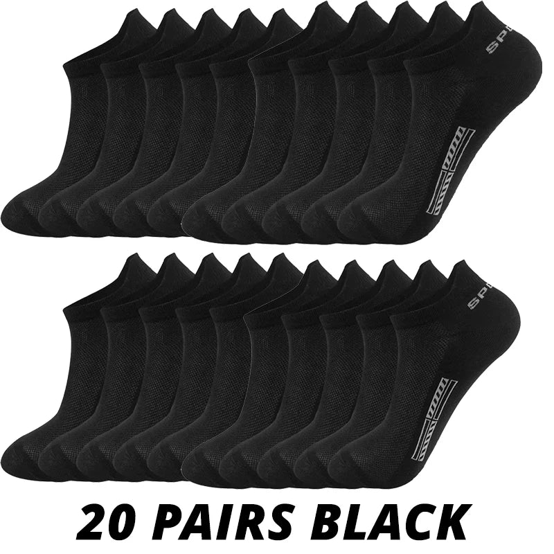 Men's Ankle Socks Breathable Mesh Summer Sports Socks 5-Pair