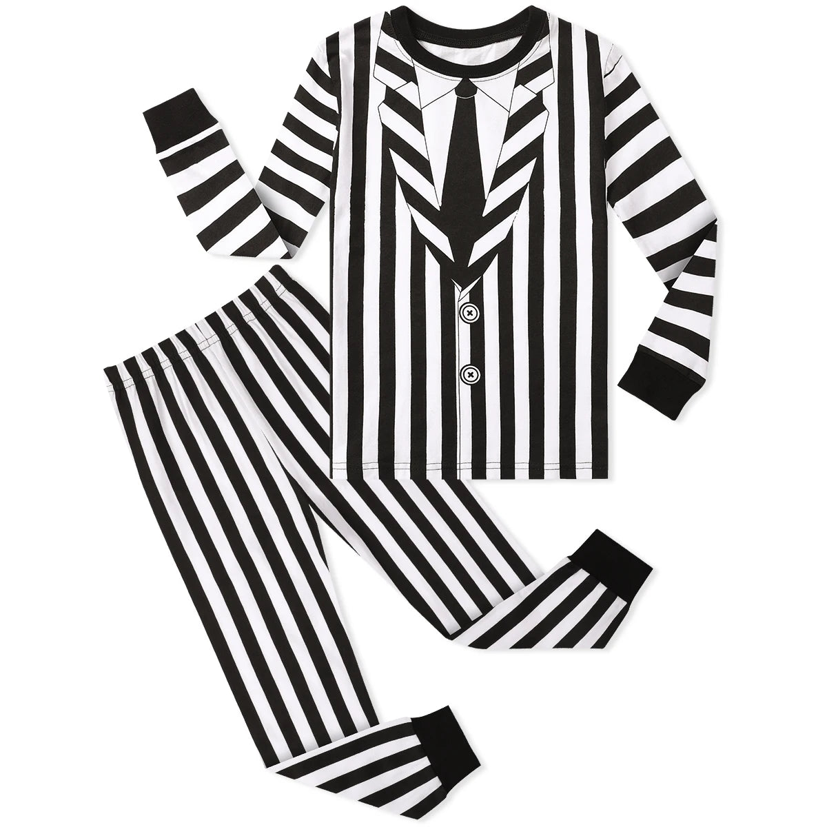Kids Skeleton Costume Halloween Skull Pajamas Top and Pants Set