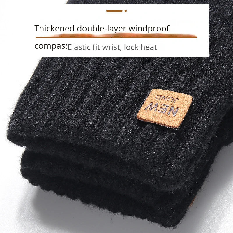 Touchscreen Winter Gloves for Men, Fleece Lined Knitted