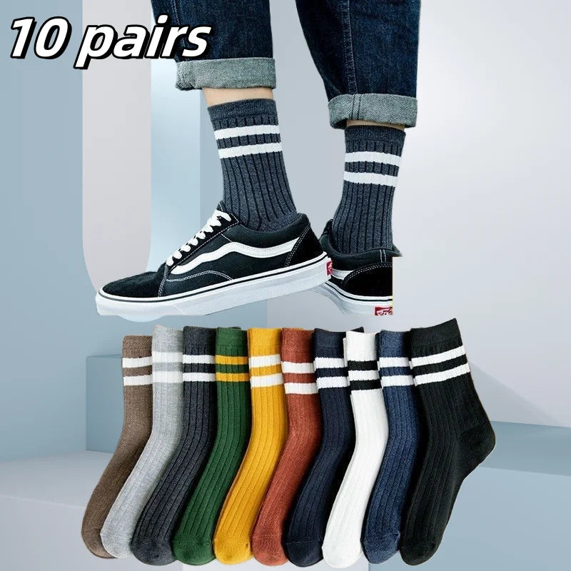 Men's Crew Socks Breathable Cotton Sports Socks 5/10 Pairs