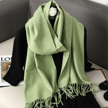 Women's Winter Scarf Warm Long Pashmina Shawl with Tassels