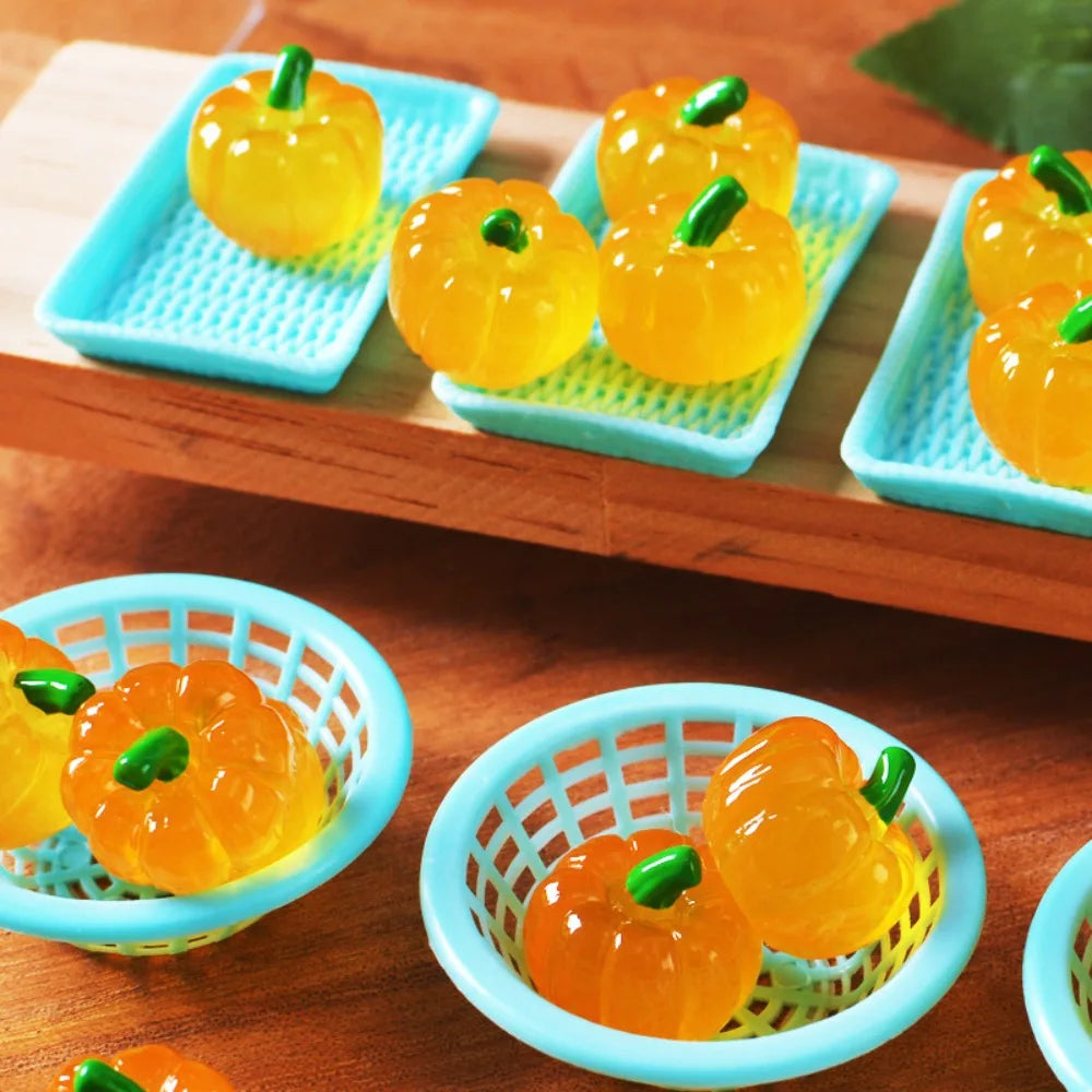 Mini Halloween Pumpkin Decorations, Resin Figurines for Fairy Gardens