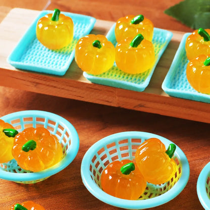 Mini Halloween Pumpkin Decorations, Resin Figurines for Fairy Gardens