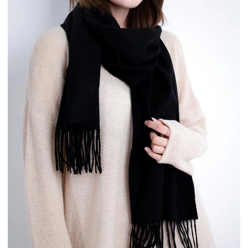 Women's Wool Scarf – Warm Winter Wrap 200×35cm