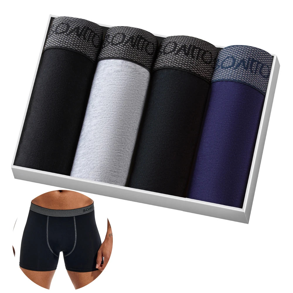 Men's Boxer Shorts Cotton Stretch Underwear 4-Pack