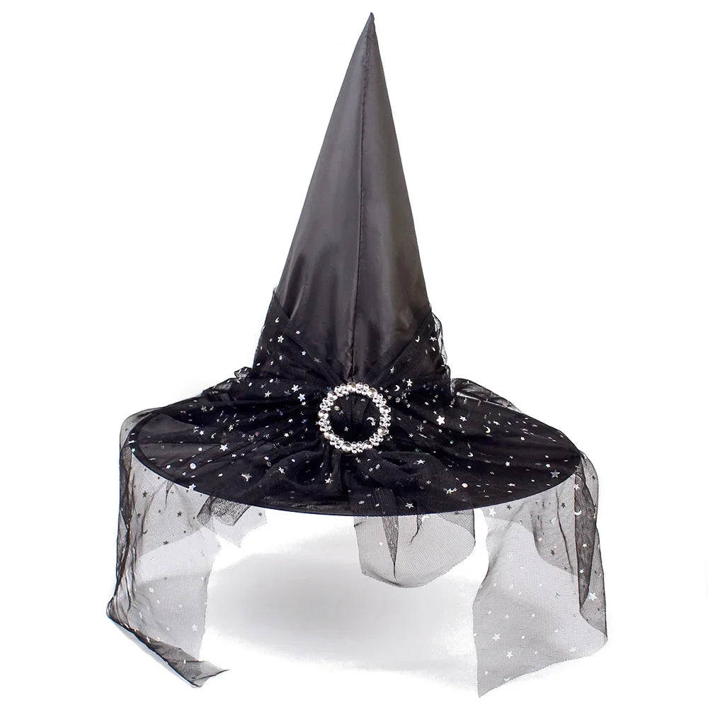 Halloween Witch Hat Gauze Costume Headwear for Adults & Children