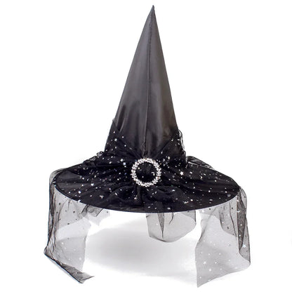 Halloween Witch Hat Gauze Costume Headwear for Adults & Children