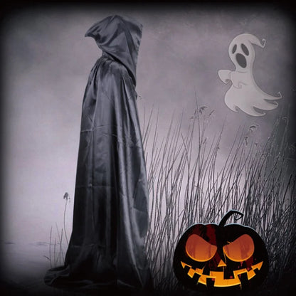 Black Hooded Cloak – Unisex Long Halloween Costume Cape