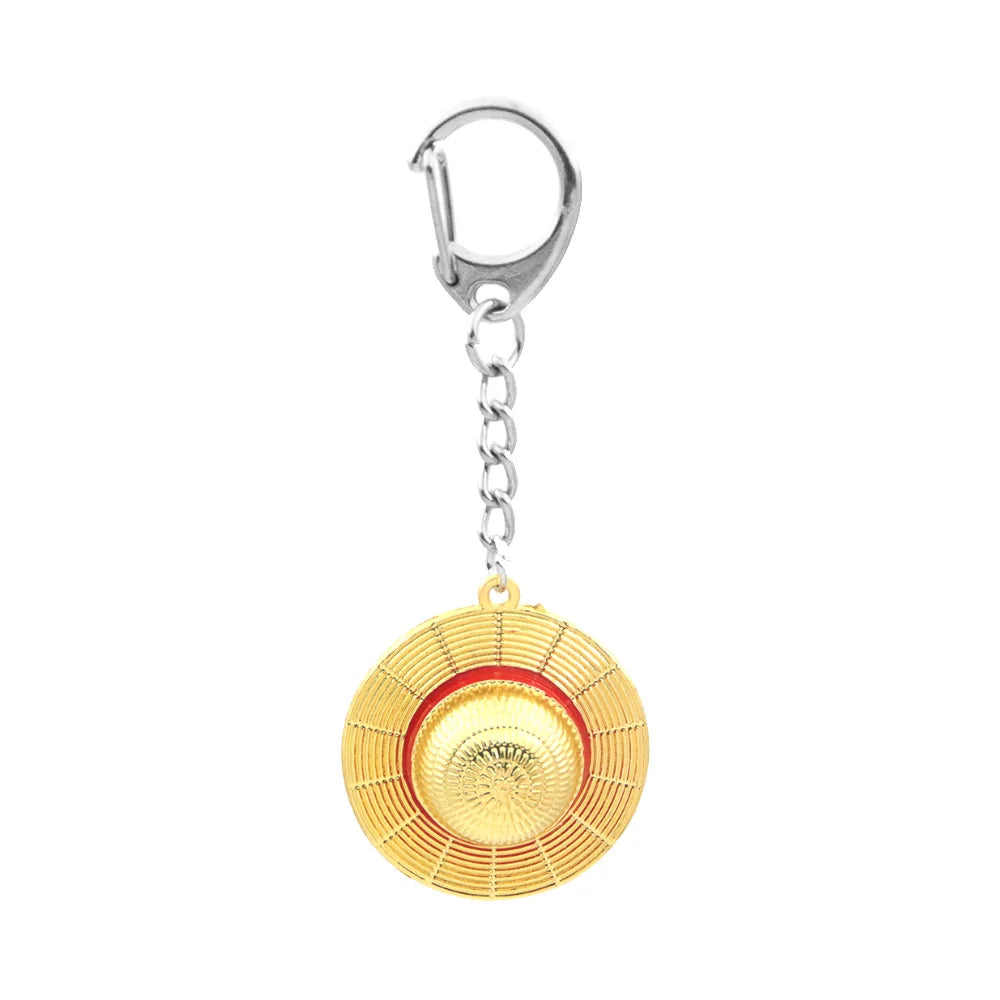 Straw Hat Keychain Metal Pendant Decorative Keyring