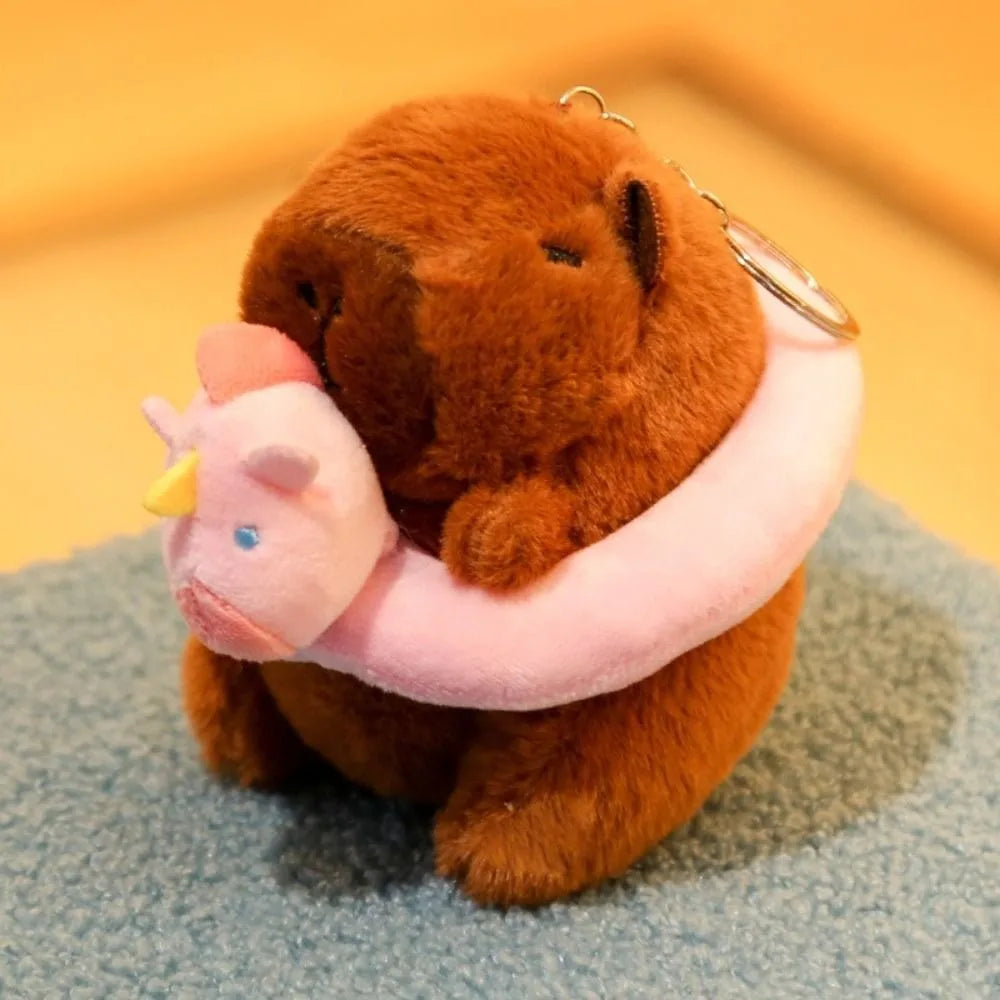 Capybara Plush Toy with Hoodie Wings – Mini Stuffed Animal Keychain
