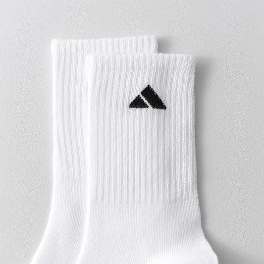 Unisex Crew Socks, Black and White Mid Calf Sports Socks 5 Pairs