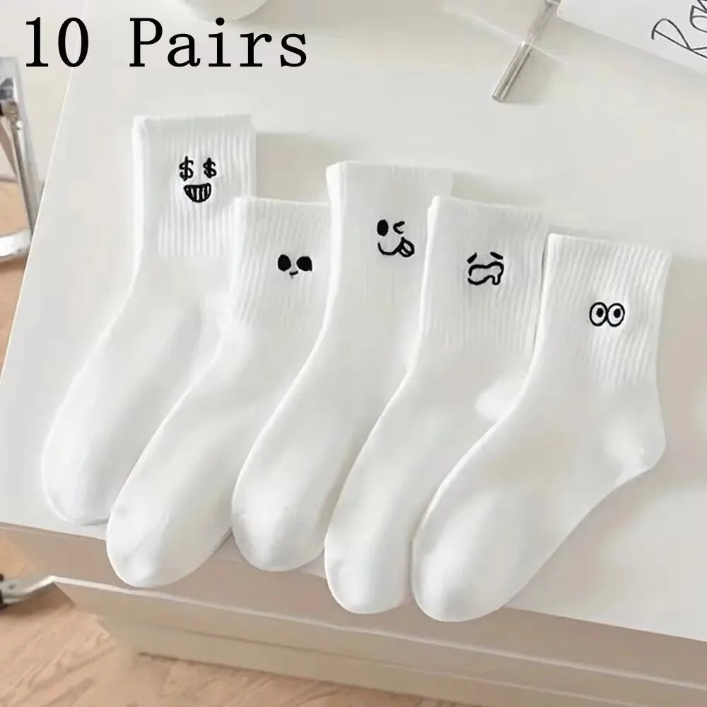 Men's Casual Socks White Soft Breathable Everyday Socks