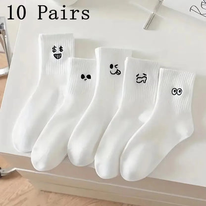 Men's Casual Socks White Soft Breathable Everyday Socks
