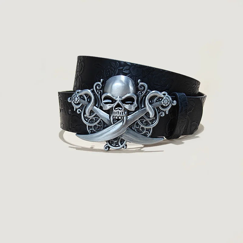Punk Skull Belt, Unisex Gothic Y2K Skeleton Hand Design