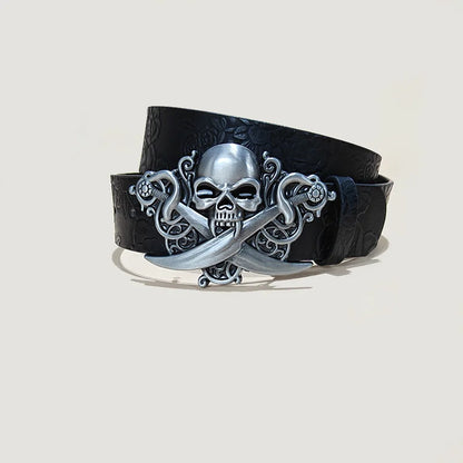 Punk Skull Belt, Unisex Gothic Y2K Skeleton Hand Design