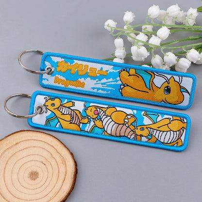 Embroidered Keychain Double-Sided Key Fob for Car & Motorcycle