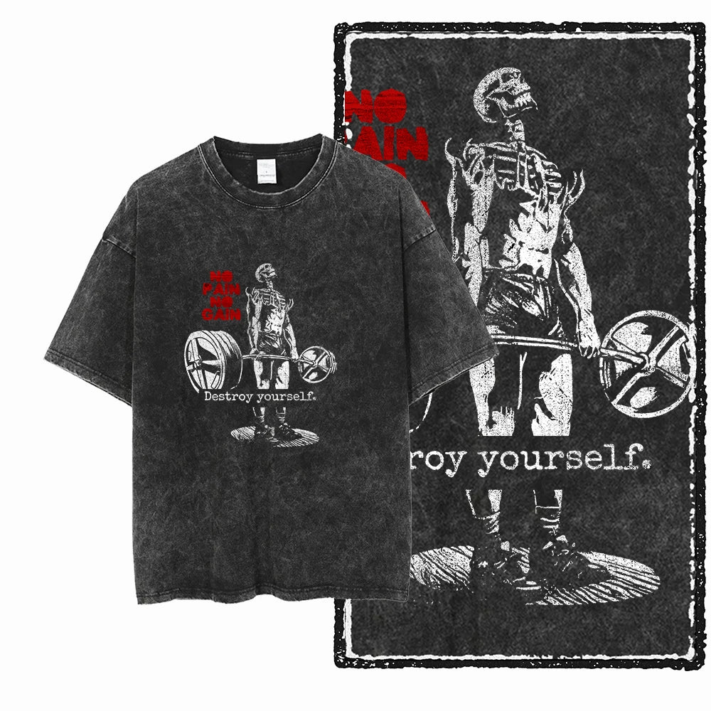 Men’s Graphic T-Shirt Acid Washed Cotton Streetwear