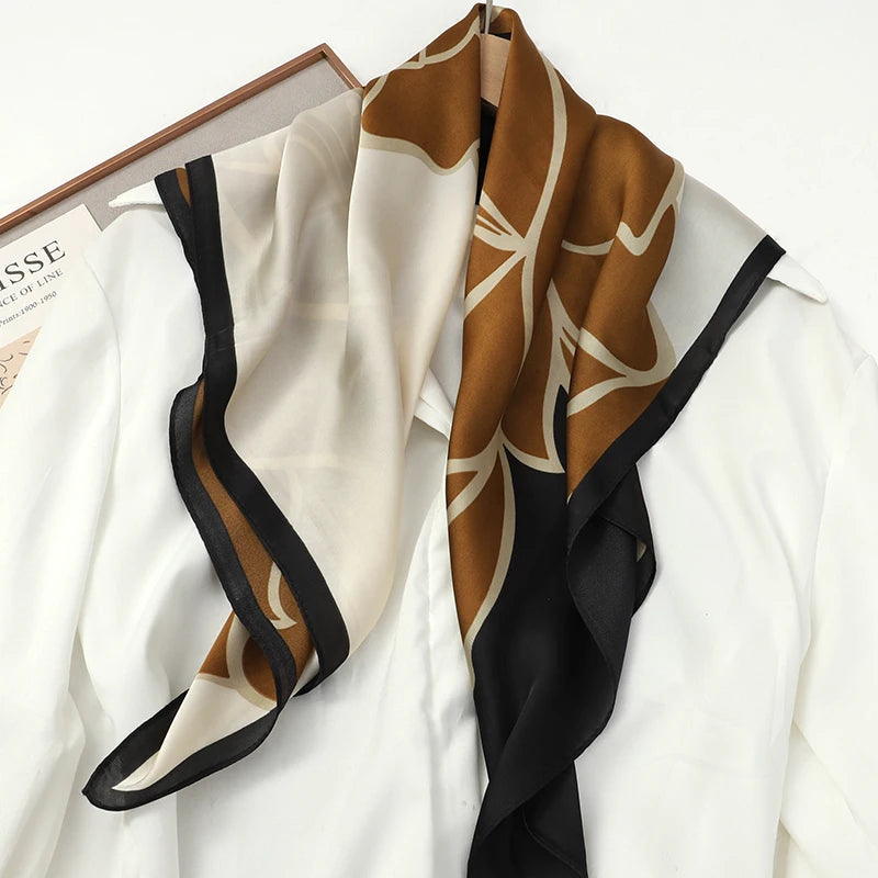 Women’s Square Scarf 70x70cm – Silk Feel Printed Hair Wrap