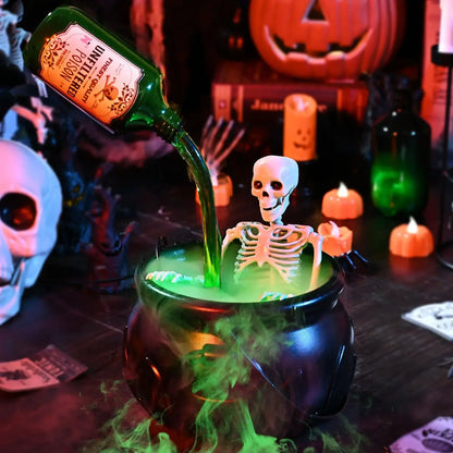 Halloween Witch Cauldron with LED Lights and Fog Effect