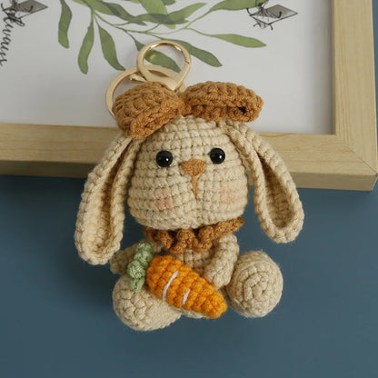 Rabbit Keychain Cute Crochet Animal Keyring for Bags and Gifts