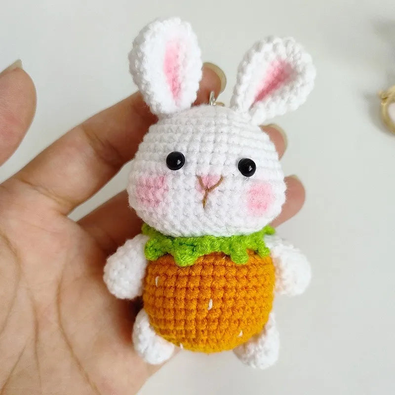 Rabbit Keychain Cute Crochet Animal Keyring for Bags and Gifts