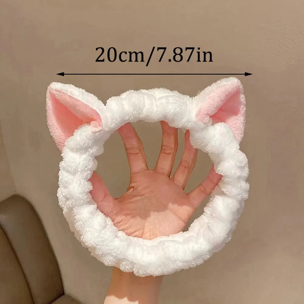 Cat Ear Headband – Soft Plush Makeup and Face Washing Hairband