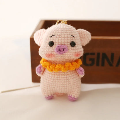 Crochet Rabbit Keychain Cute Knitted Animal Pendant for Bags and Keys