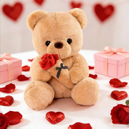 Rose Bear Plush, 25cm Romantic Bear Plush Gift