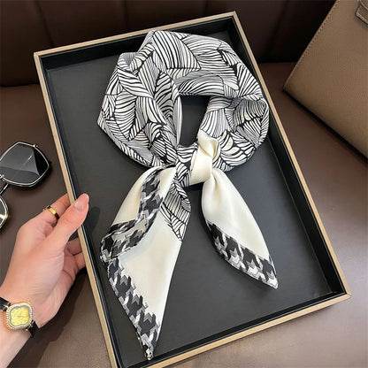 Silk Square Scarf 70x70cm Floral Satin Wrap for Women